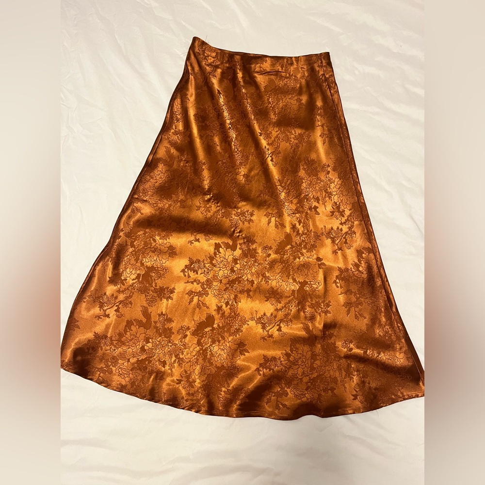 Satin bronze skirt alterd State size small